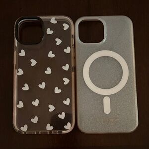 Kate Spade Heart and Glitter Phone Case Set - Black and Silver